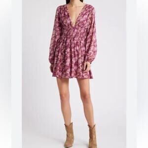 FREE PEOPLE  $128 NWT keep you long sleeve cotton‎ minidress S